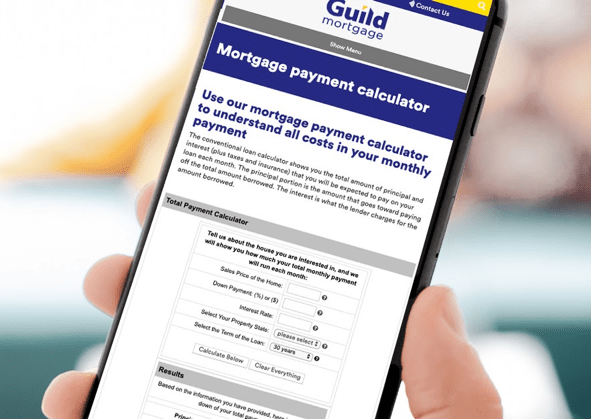 View of the Guild Mortgage Mobile Payment Calculator on a Phone